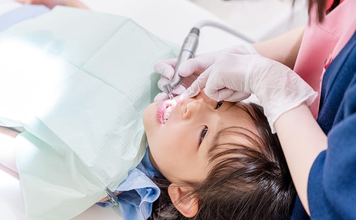 歯磨きをしている親子の写真